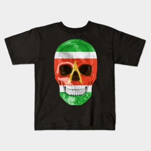 Suriname Flag Skull - Gift for Surinamese With Roots From Suriname Kids T-Shirt